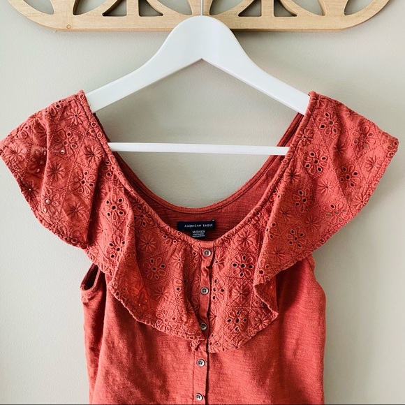 American Eagle Crop Tank Top Rust Sz XS - Picture 2 of 8